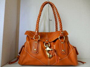  cow leather *FRANCESCO BIASIA( franc chess kobi Asia )*B5 correspondence *5 pocket * shoulder ..OK* handbag orange Brown 