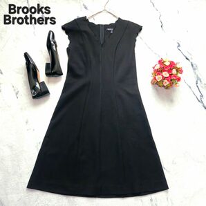 ブルックスブラザーズ Brooks Brothers ノースリーブ スカラップフレアワンピース S~Mサイズ 黒 上品 極美品