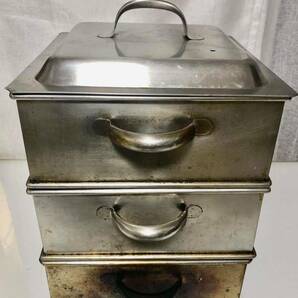 BIG SALE ★★おすすめ★★STAINLESS USED SQUARE STEAMER 33業務用角蒸器 30×30cm高さ38㎝3段三段調理器具 スチーマー セイロ 蒸籠蒸し器の画像1