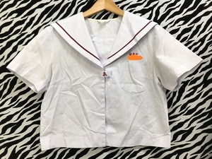 to_9154y ★定形外 配送★ 宮崎県 日南市立油津中学 レッドライン 夏服 半袖 指定セーラー服 サイズ L程度　女子制服