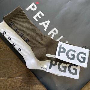 送料無料PGGピージージーPGG4段ロゴミドルソックス環境保護ECOリサイクル素材速乾通気性伸縮アーチサポートWhiteOlive(お買得2点set)新品