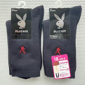 プレイボーイ　playboy スクールソックス　ネイビー　2足セット