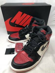 ■ NIKE AIR JORDAN 1 RETRO HIGH OG BRED TOE AJ1 ナイキ エアジョーダン 1 レトロ ハイ OG ブレッド トゥ 555088-610 27cm ●240408