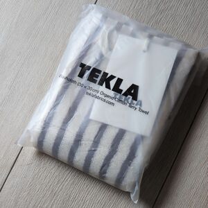 TEKLA　テクラ　ハンドタオル　ストライプ　ホワイト×ブラウン TerryTowel おしゃれ　ウォッシュクロス　白×茶