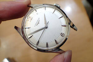 時計店在庫/希少 ロンジン/LONGINES ◆ Cal.12.68ZS Ref.8135 ツートン文字盤/クサビ形インデックス 手巻きメンズ腕時計