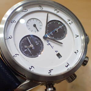 美品 アニエスベー/agnes b. ◆ V172-KKC0 10気圧防水 ソーラー クロノグラフ メンズ腕時計の画像2