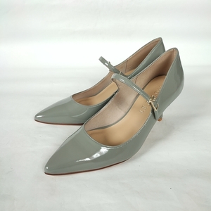 LE TALONruta long heel pumps 24 strap enamel leather gray series d39