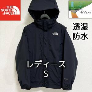 美品人気 ノースフェイス マウンテンパーカー レディースS ブラック 透湿防水 THE NORTH FACE フード着脱可能 マウンテンライト 黒