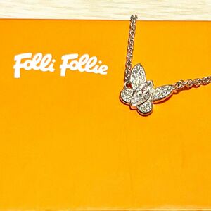 【値下げ中！】 Folli Follie フォリフォリ ネックレス バタフライ 蝶 シルバーカラー 外箱 巾着袋付属