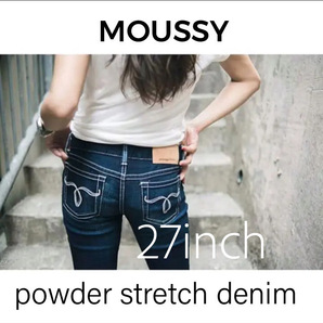 MOUSSY powder stretch slim straight 27 DBLU 送料込の画像1
