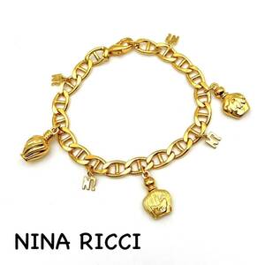 NINA RICCI｜ニナリッチ ブレスレット【アクティ】香水瓶/ボトル ロゴ ゴールドカラー チェーン ヴィンテージ ブランド a473et