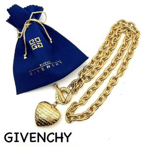 GIVENCHY｜ジバンシィ ネックレス【アクティ】ハート 大ぶり ロゴ ゴールドカラー ロング ヴィンテージ ジバンシー ブランド a475et