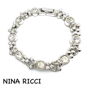 NINA RICCI｜ニナリッチ ブレスレット【アクティ】ラインストーン シルバーカラー ヴィンテージ アクセサリー ブランド a522et