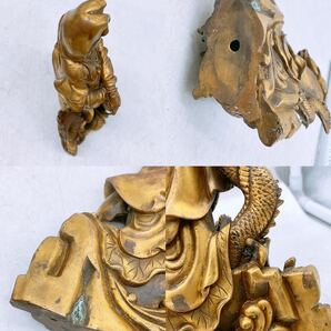 仏像 龍上 観音像 高さ約24cm 重さ約1.8kg 彫刻 観音菩薩 仏教美術 サビ有 置物 古美術 骨董 精密細工 観音様 コレクション ドラゴンの画像7