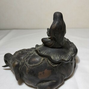 ◆古銅 香炉◆普賢菩薩騎乗象 旧家蔵出 時代物 仏教美術 仏像 銅製の画像4