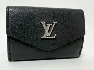 １円 LOUIS VUITTON LOUIS VUITTON ルイヴィトン ポルトフォイユ・ロックミニ コンパクトウォレット 3つ折り財布 レザー ブラック M63921