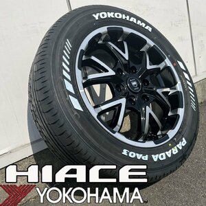 純正車高装着可!! 215/60R17 ハイエース 新品 タイヤホイール4本セット 17インチ 6.5j ホワイトレター 深リム ヨコハマ PARADA PA03