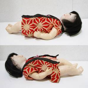 《ジャムルK》Ko0422-74◆送料無料◆日本人形 ビスクドール スリープアイ 陶磁器 子供 少女 レトロ 全長：27.5cm 古いの画像2