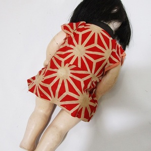 《ジャムルK》Ko0422-74◆送料無料◆日本人形 ビスクドール スリープアイ 陶磁器 子供 少女 レトロ 全長：27.5cm 古いの画像5