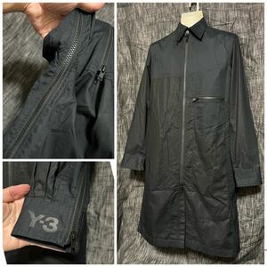 yohji yamamoto Y-3 ジップデザイン　ロングシャツ　XS 黒