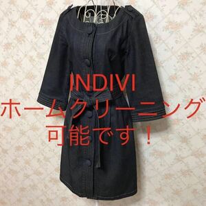 ★INDIVI/インディヴィ★極美品★七分袖シャツワンピース38(M.9号)