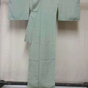 1円 良品 化繊 着物 小紋 洗える 和装 格子 井桁 デザインアート お洒落 高級 袷 身丈161cm 裄64cm【夢職】★★★の画像3