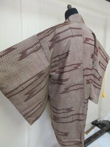1 jpy superior article silk length feather woven Japanese clothes coat pongee antique Taisho romance deer. .. stylish high class . length 90cm.61cm[ dream job ]***