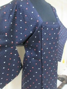 1 jpy superior article silk road line put on Japanese clothes coat .. navy blue aperture stop Kaigaki lovely stylish high class . length 82cm.65cm[ dream job ]***
