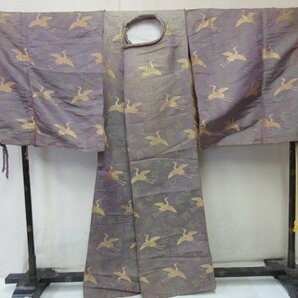 1円 中古 正絹 法衣 色衣 御祭服 狩衣 神主 神官 衣装 法衣店 京都 装束 お寺 神社 松 鶴 身丈133cm ◆逸品◆【夢職】★★★★の画像1