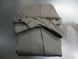 1円 良品 正絹 行灯袴 男性用 茶色 縞 アンティーク 卒業 入学 紐下84.5cm 高級【夢職】★★★