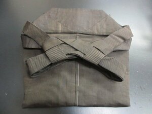 1円 良品 正絹 行灯袴 男性用 茶色 縞 アンティーク 卒業 入学 紐下91cm 高級【夢職】★★★