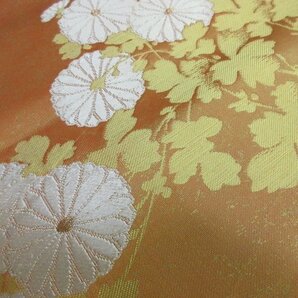 1円 良品 正絹 袋帯 引箔 西陣織『織吉』メガネ証紙付 金彩 菊 草花 六通柄 長さ436cm ◆逸品◆【夢職】★★★★の画像5