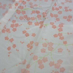 1円 良品 正絹 長襦袢 縮緬 女性用 枝花 槍梅 梅 可愛い 袖無双 身丈123cm 裄65cm【夢職】★★★の画像9