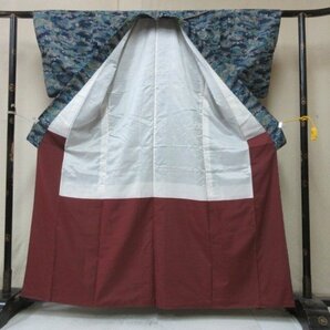 1円 良品 正絹 着物 十日町紬 家屋 草花 花柄 お洒落 高級 袷 身丈149cm 裄64cm ◆逸品◆【夢職】★★★★の画像2