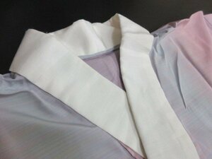 1円 良品 正絹 長襦袢 縮緬 和装 女性用 暈し グラデーション 霞 可愛い 袖無双 身丈125cm 裄68cm【夢職】★★★