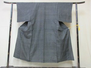 1円 良品 正絹 着物 長着 紗 男性用 和装 アンティーク 黒 幾何学 抽象 お洒落 高級 単衣 身丈137cm 裄63cm ◆逸品◆【夢職】★★★★