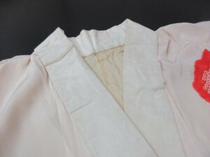 1円 中古 正絹 長襦袢 縮緬 女性用 和装 アンティーク レトロ 絞り 波 梅鉢 草花 可愛い 袷 身丈120cm 裄63cm【夢職】★★★