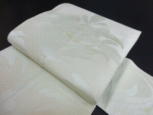 1円 良品 正絹 名古屋帯 和装 オリエンタル草花 花柄 六通柄 九寸帯 高級 長さ351cm【夢職】★★★