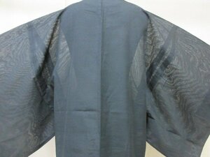 1円 良品 正絹 長羽織 絽 和装 アンティーク 黒 紋なし 無地 男性用 単衣 身丈101cm 裄66cm【夢職】★★★