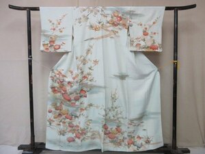 1円 良品 化繊 着物 訪問着 式典 和装 アンティーク 花柄 四季花 草花 おしゃれ 高級 袷 身丈145cm 裄63cm【夢職】★★★