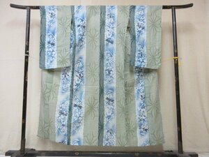1 jpy used silk kimono fine pattern . summer thing Japanese clothes antique Taisho romance flax. leaf .. autumn . high class single . length 139cm.63cm[ dream job ]***