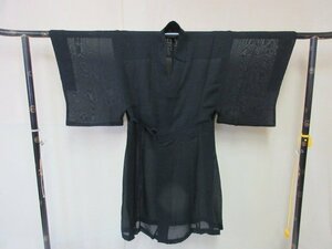 1円 良品 正絹 法衣 黒衣 紗 夏物 御祭服 師衣 神主 神官 衣装 法衣店 京都 装束 お寺 神社 無地 身丈108cm【夢職】★★★