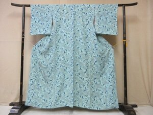 1円 良品 正絹 着物 小紋 縮緬 和装 和服 花柄 草花 枝葉 可愛い お洒落 高級 袷 身丈149cm 裄62cm【夢職】★★★