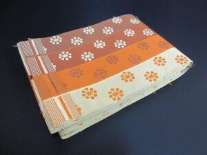 1円 良品 正絹 半幅帯 本場筑前博多織 草花 縞 梅鉢 高級 お洒落 和装小物 長さ346cm【夢職】★★★