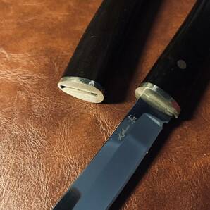 超高品質 高級黒檀木製 和風木鞘ナイフ 鋼刃 和式小刀 伝統工芸 日本刀型 キャンプ アウトドア 釣り 野外登山の画像5