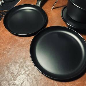 アウトドア 高品質 ブラック ステンレス製シェラカップ と蓋とお皿 6点セット 登山 キャンプ 調理器具 の画像8
