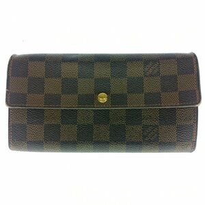 LOUIS VUITTON ルイヴィトン ダミエ 長財布 ポルトフォイユサラ CA1024 イニシャル有 メンズ レディース ブランド ウォレット 中古