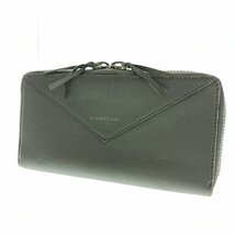 BALENCIAGA バレンシアガ ペーパー コンチネンタル ラウンドファスナー ジッピーウォレット 381226 グレー ブランド 財布 中古_画像1