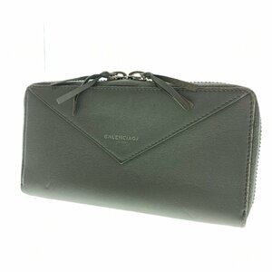 BALENCIAGA バレンシアガ ペーパー コンチネンタル ラウンドファスナー ジッピーウォレット 381226 グレー ブランド 財布 中古