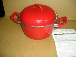 ニッセン　◆赤い　両手鍋　◆ホ－ロ－　■懐かしい昭和のデザイン【保管/舗105】
